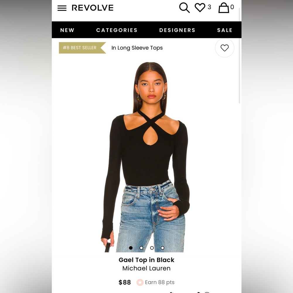 Michael Lauren / Revolve Gael Cross Top in ribbed black. Size M